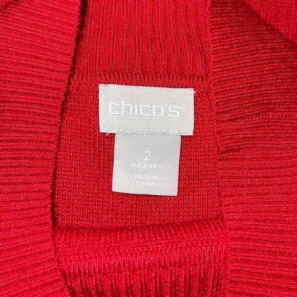 Chico's Womens Mock Neck Blended Knit Long Sleeve Tunic Sweater Red Size 2 Large - Picture 6 of 10